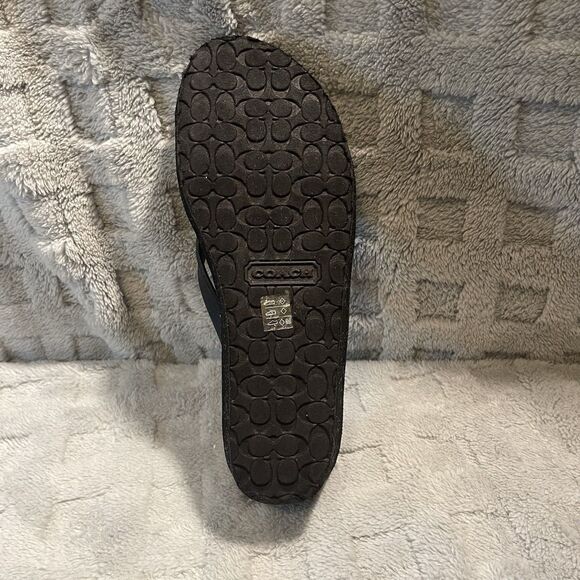 Coach Loralyn Black Wedge Thong Slip On Sandals Flip Flops Rubber Sz US 9B - Picture 13 of 16